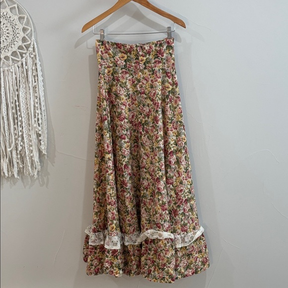 Vintage Handmade Floral Prairie Maxi Skirt with Ruffle Trim - Picture 5 of 5
